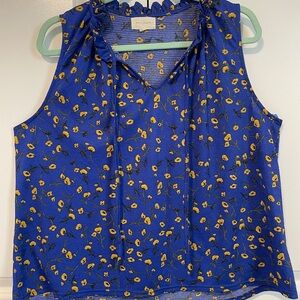 MELLODAY Blue Ruffled Sleeveless Blouse